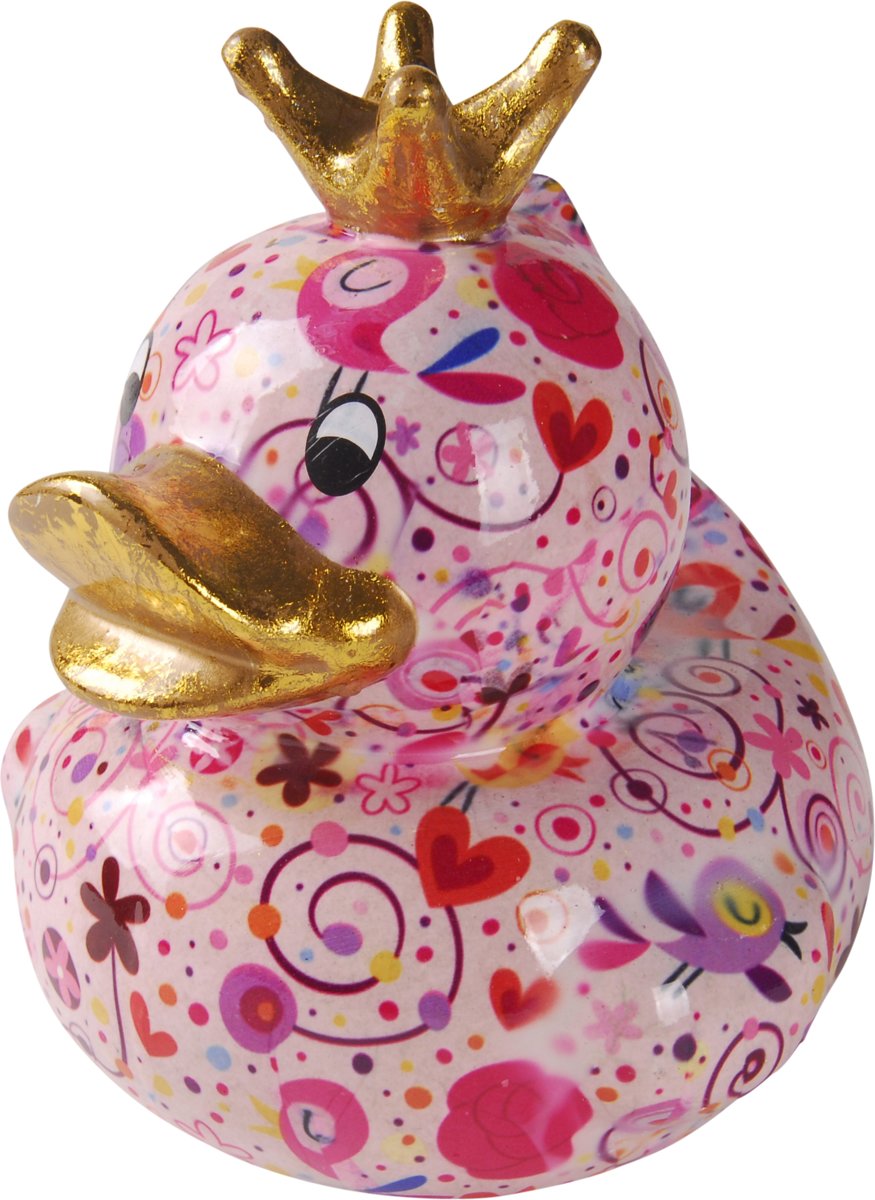 King Duck Ducky spaarpot | Eend - roze met volgels | Pomme pidou